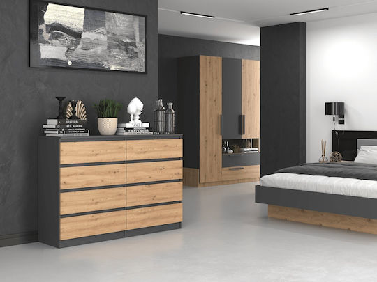 Wooden Chest of Drawers with 8 Drawers ANT/ART 138x40x97cm