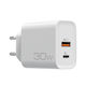 NOD Зарядно без кабел с USB-A порт и USB-C порт 30W Quick Charge 3.0 Бял (E-WALL AC30)