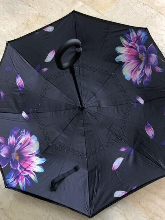 Umbrella with Walking Stick Navy Blue