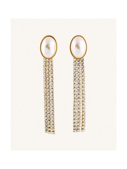 StanStefan Earrings Pendants made of Steel Gold Plated with Stones & Pearls