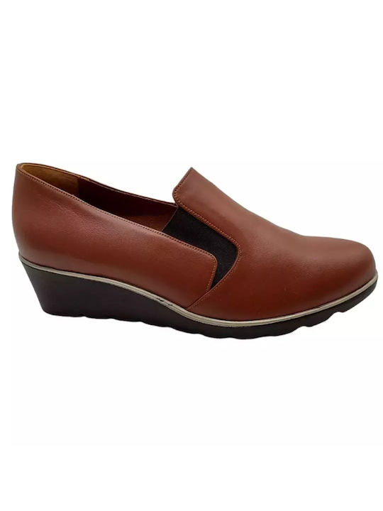 Comfort Way Shoes Leather Women's Moccasins in Tabac Brown Color