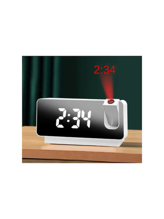 Led Wall Clock Mirror White 18.6x9.3cm