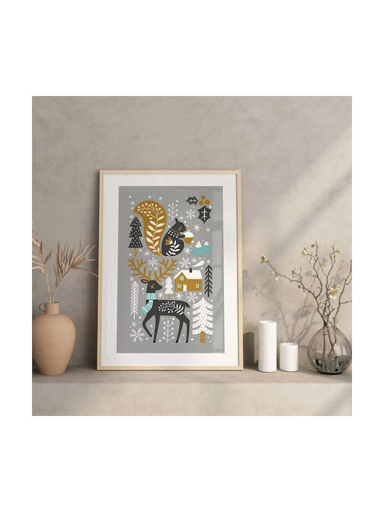 Walls Ελαφάκι Με Δώρα Κάδρο σε Καμβά 15x20cm