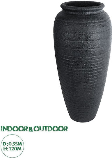 GloboStar Olympia Übertopf Polyester Schwarz mit Gestell 55x55x120εκ.