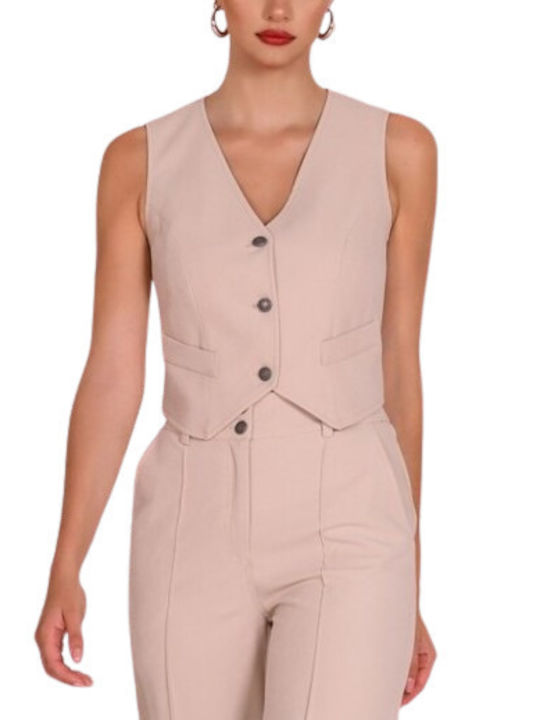 Derpouli Women's Vest with Buttons Vanilla