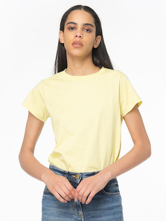 Pinko Basico Damen T-Shirt Yellow