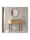 Wandmontage Schminktisch K Schlafzimmer Wardio Holz Natur-Schwarz mit Spiegel 100x29.5x76cm