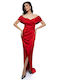 RichgirlBoudoir Mini Φόρεμα Σατέν Κρουαζέ με Σκίσιμο Κόκκινο