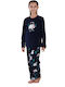 Vienetta Secret Παιδική Πιτζάμα Χειμωνιάτικη Fleece Navy Μπλε