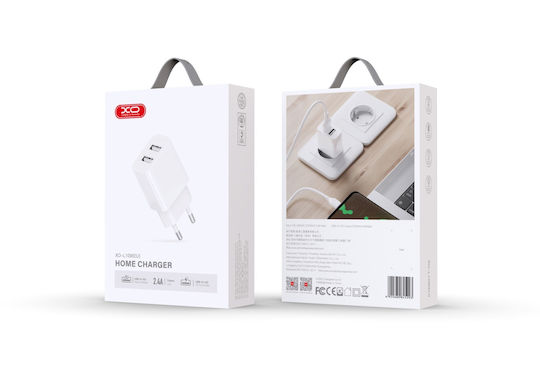 XO Charger Without Cable with 2 USB-A Ports Whites (L109)