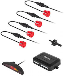 Car Parking System with Screen and 4 Sensors 18.5mm in Red Colour