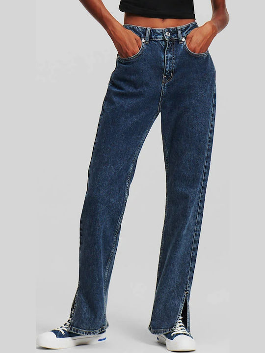 High Waist Women's Jean Trousers in Straight Line