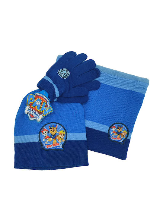 Gift-Me Kids Beanie Set with Scarf & Gloves Knitted Blue