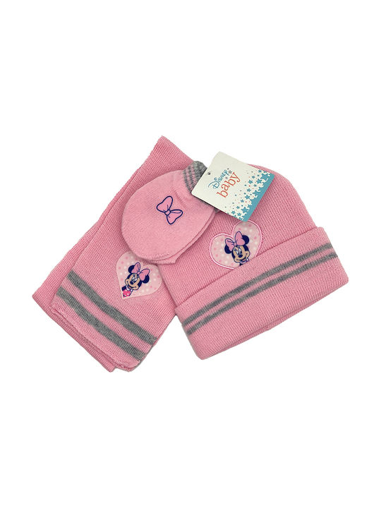 Gift-Me Kids Beanie Set with Scarf & Gloves Knitted Pink