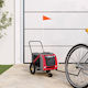 vidaXL Remorcă bicicletă pentru transport câine până la 30kg Roșu M122xL53xA52cm.