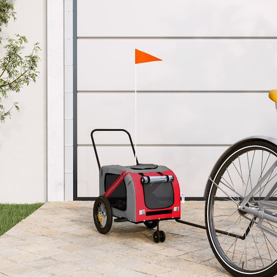 vidaXL Remorcă bicicletă pentru transport câine până la 30kg Roșu M122xL53xA52cm.