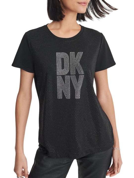 DKNY Women's Blouse Short Sleeve Black