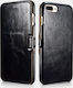 iCarer Vintage Series Side-open Back Cover Piele Impermeabil Negru (iPhone 8/7 Plus)