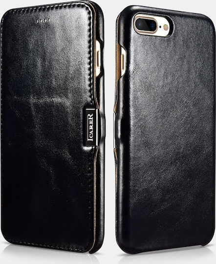 iCarer Vintage Series Side-open Back Cover Piele Impermeabil Negru (iPhone 8/7 Plus)