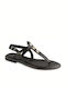 Flexpoint Anatomic Leather Women's Flat Sandals in Black Color