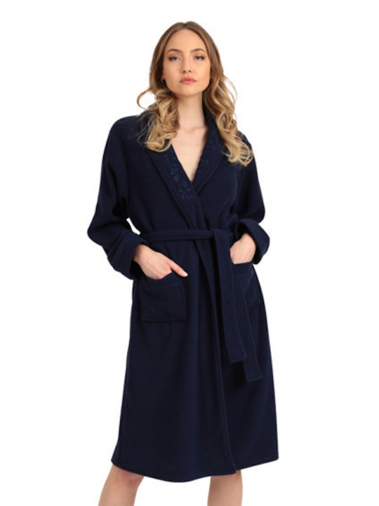 Relax Lingerie Winter Damen Baumwolle Robe Blau