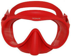 XDive Diving Mask Silicone with Breathing Tube Goa in Red color