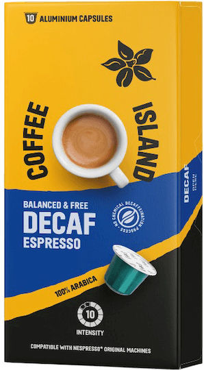 Coffee Island Капсули Еспресо Безкофеинов Съвместими с машина Nespresso 10капси