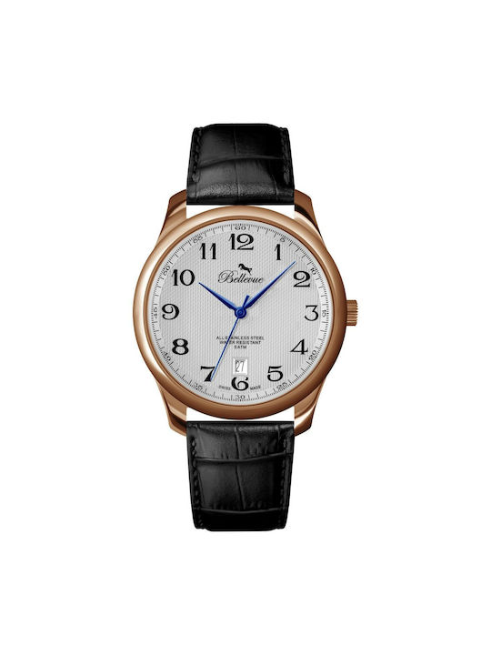 Bellevue Watch with Black Leather Strap