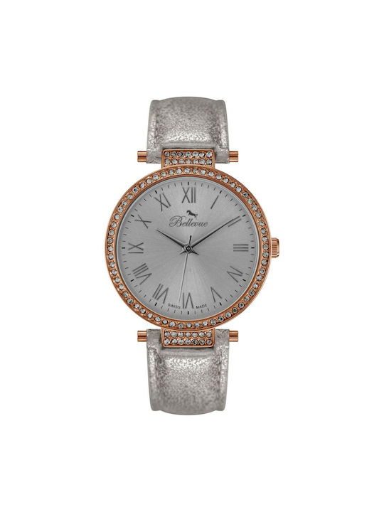 Bellevue Watch with Silver Leather Strap