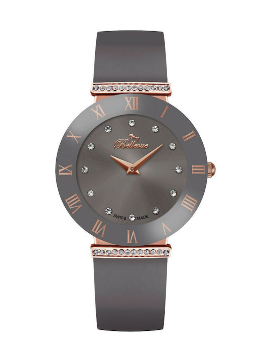 Bellevue Дамски Часовник 33mm Кварцов със Сребрист Кожен Каишка