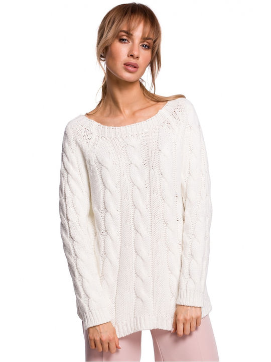 MOE Damen Langarm Pullover Ecru