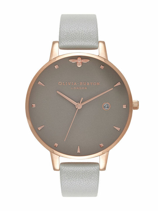 Olivia Burton Γυναικείο Ρολόι 38mm Μπαταρίας με Ασημί Δερμάτινο Λουράκι