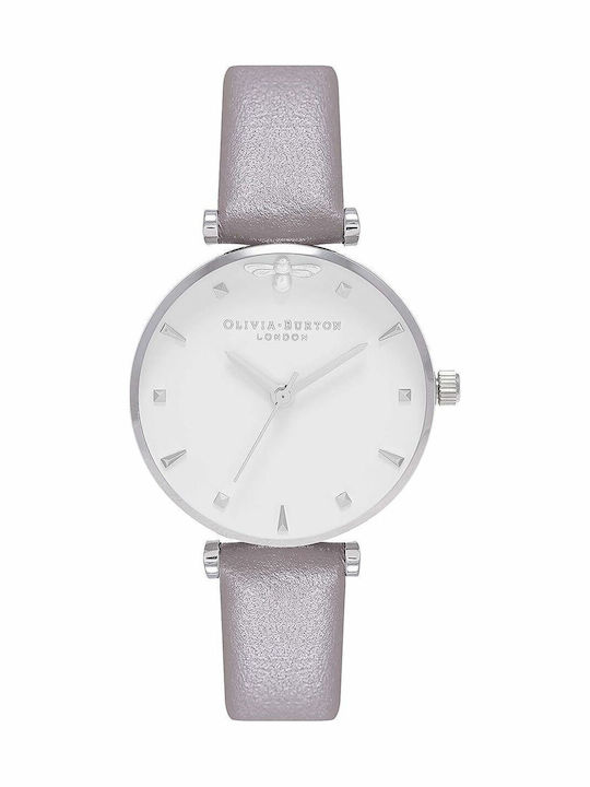 Olivia Burton Damen Uhr mit Weiß Lederarmband