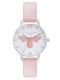 Olivia Burton Γυναικείο Ρολόι 30mm Μπαταρίας με Ροζ Δερμάτινο Λουράκι
