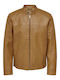 Μπουφάν από Δερματίνη Biker Cognac