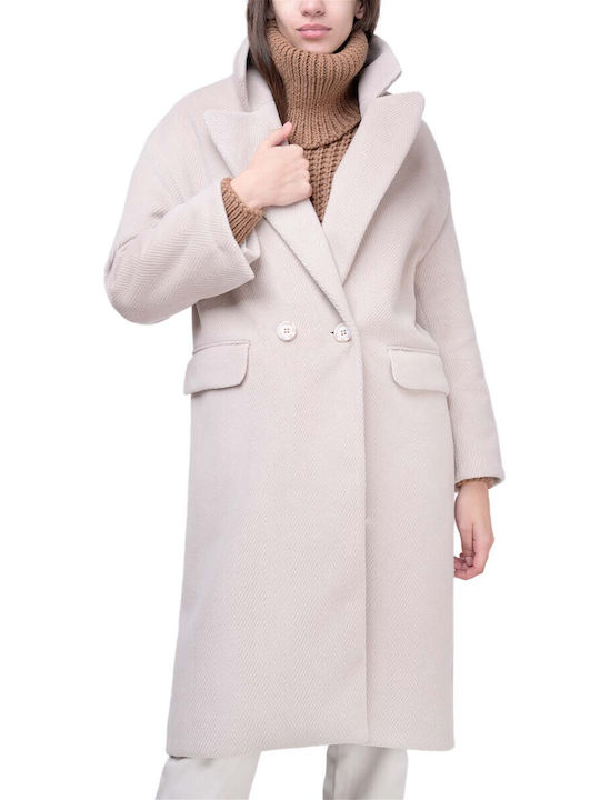 MY T Women's Midi Coat with Buttons vanilla