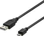 Deltaco Regular USB 2.0 to micro USB Cable Μαύρο 1m (MICRO-101)