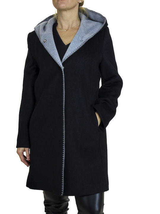 Emporio Co. Women's Midi Coat Black.