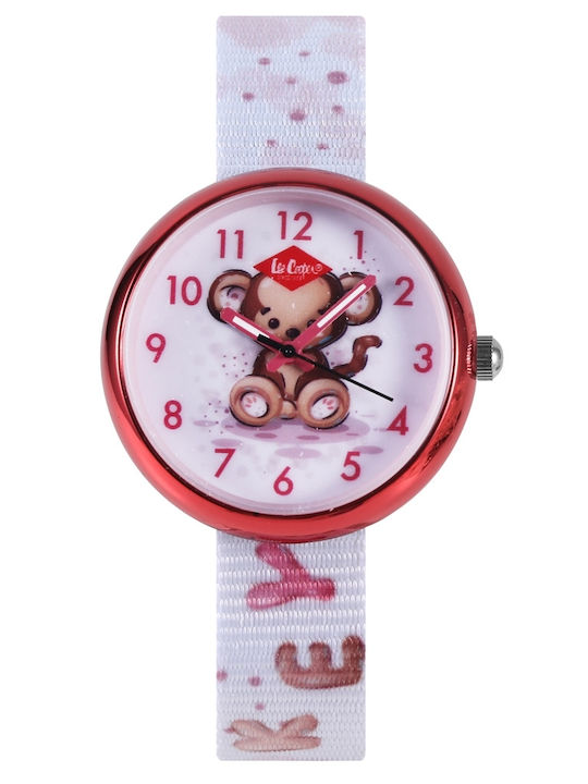 Lee Cooper Kinder-Analoguhr mit Stoffarmband Weiß