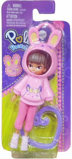 Mattel With Hoodie Bunny Polly Pocket Friend Clips Doll for 4+ Years 10cm