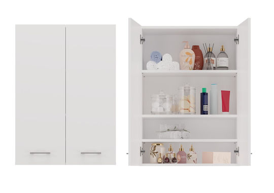 Topeshop Pola Badezimmerschrank B64xT30xH90cm Weiß
