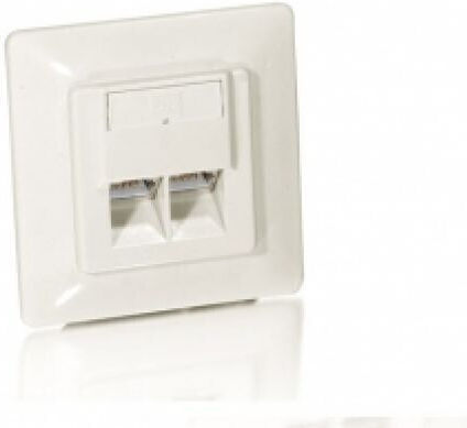 Equip Διπλή Πρίζα Δικτύου RJ45 με Πλαίσιο Τύπου Cat5 σε Λευκό Χρώμα 125722