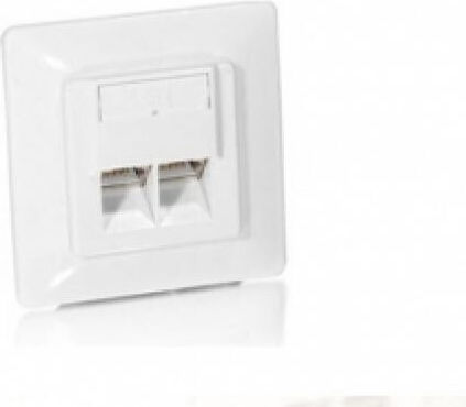 Equip Διπλή Πρίζα Δικτύου RJ45 με Πλαίσιο Τύπου Cat5 σε Λευκό Χρώμα 125721