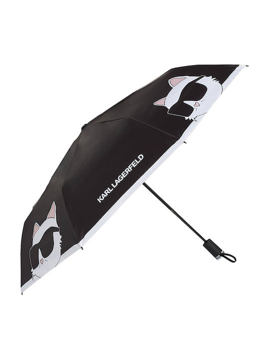Karl Lagerfeld Ομπρέλα Βροχής Σπαστή Μαύρη