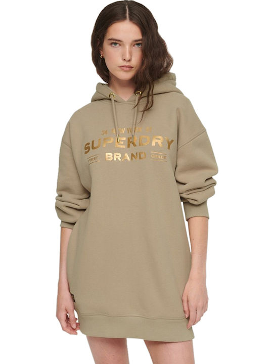 Mini Athletic Dress Long Sleeve Hooded HNR Warm Grey