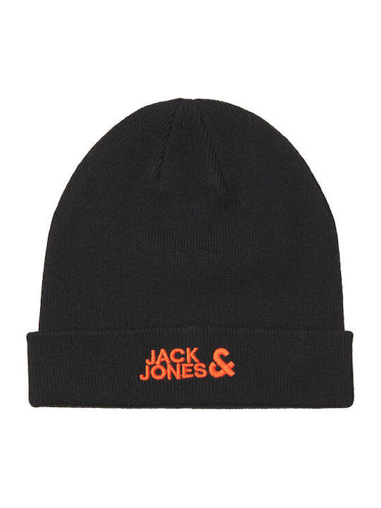 Jack & Jones Beanie Unisex Σκούφος Πλεκτός Μαύρο/Πορτοκαλί