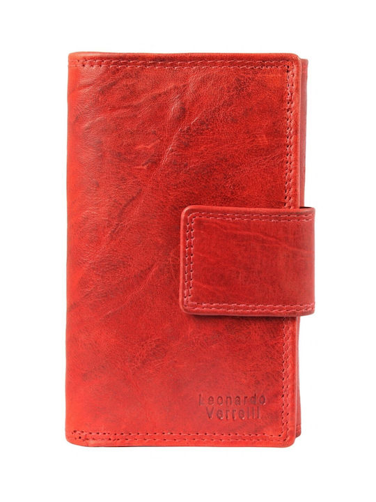Leonardo Verrelli Δερμάτινο Γυναικείο Πορτοφόλι με RFID Κόκκινο