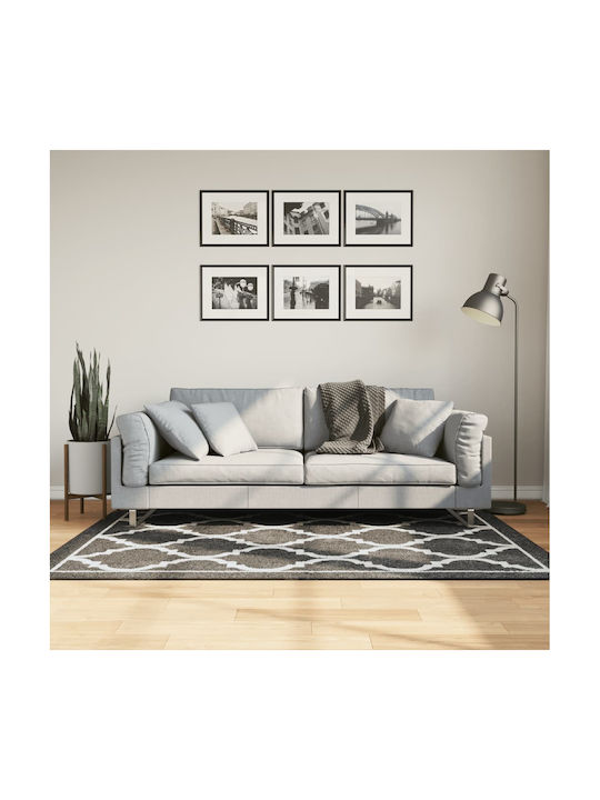 vidaXL Rutschfest Teppich Rechteckig Synthetisch,Polyester/Cotton/Leather Black and White