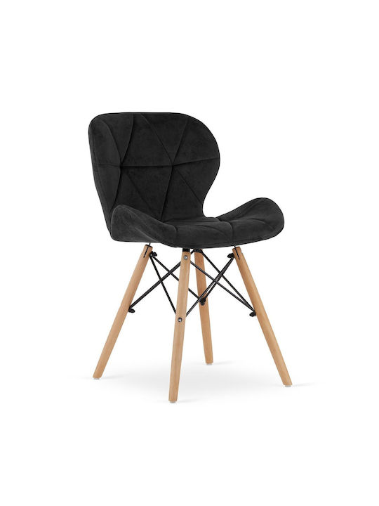 Lago Kitchen Velvet Chair Black 48x43x74cm