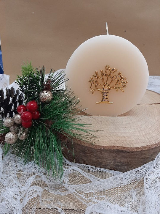 24home.gr Christmas Metallic Gold Candle 11x11cm